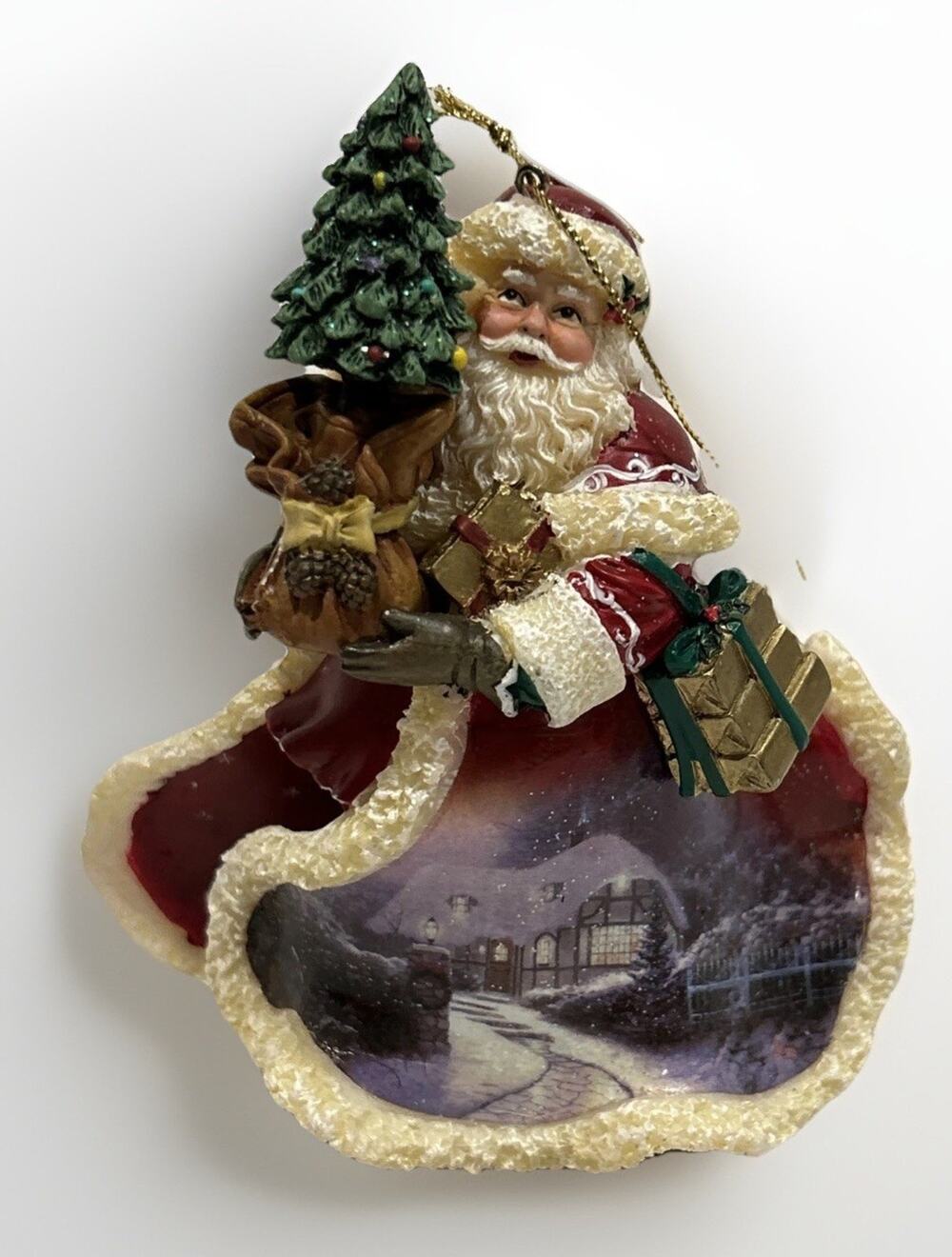 "Season Glowing Bright Santa" THOMAS KINKADE, OLD WORLD SANTA ORNAMENT